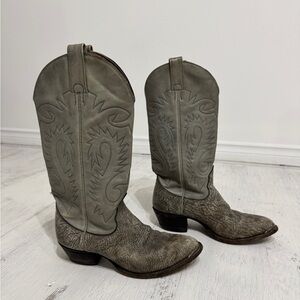 Go West Western Boots Women’s 8 Gray Leather Handmade Mexico